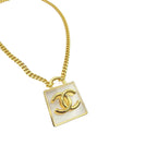 Chanel 2023 SS CC Square Resin Gold Long Chain Necklace CHANEL