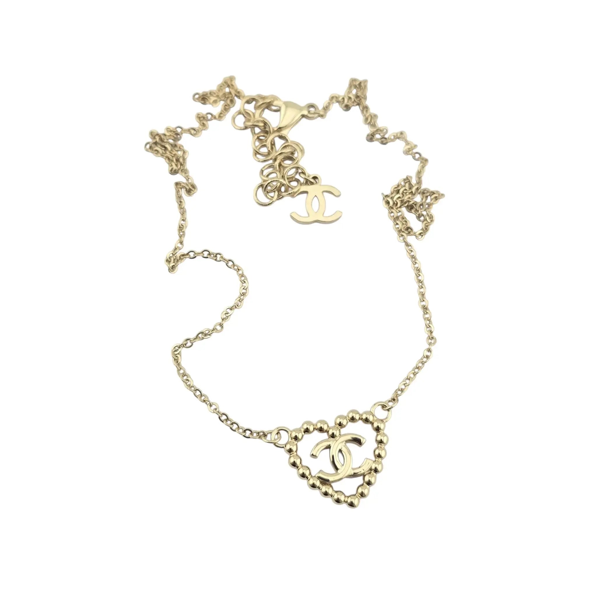 Chanel CC Crystal Heart Gold Necklace 2025 CHANEL
