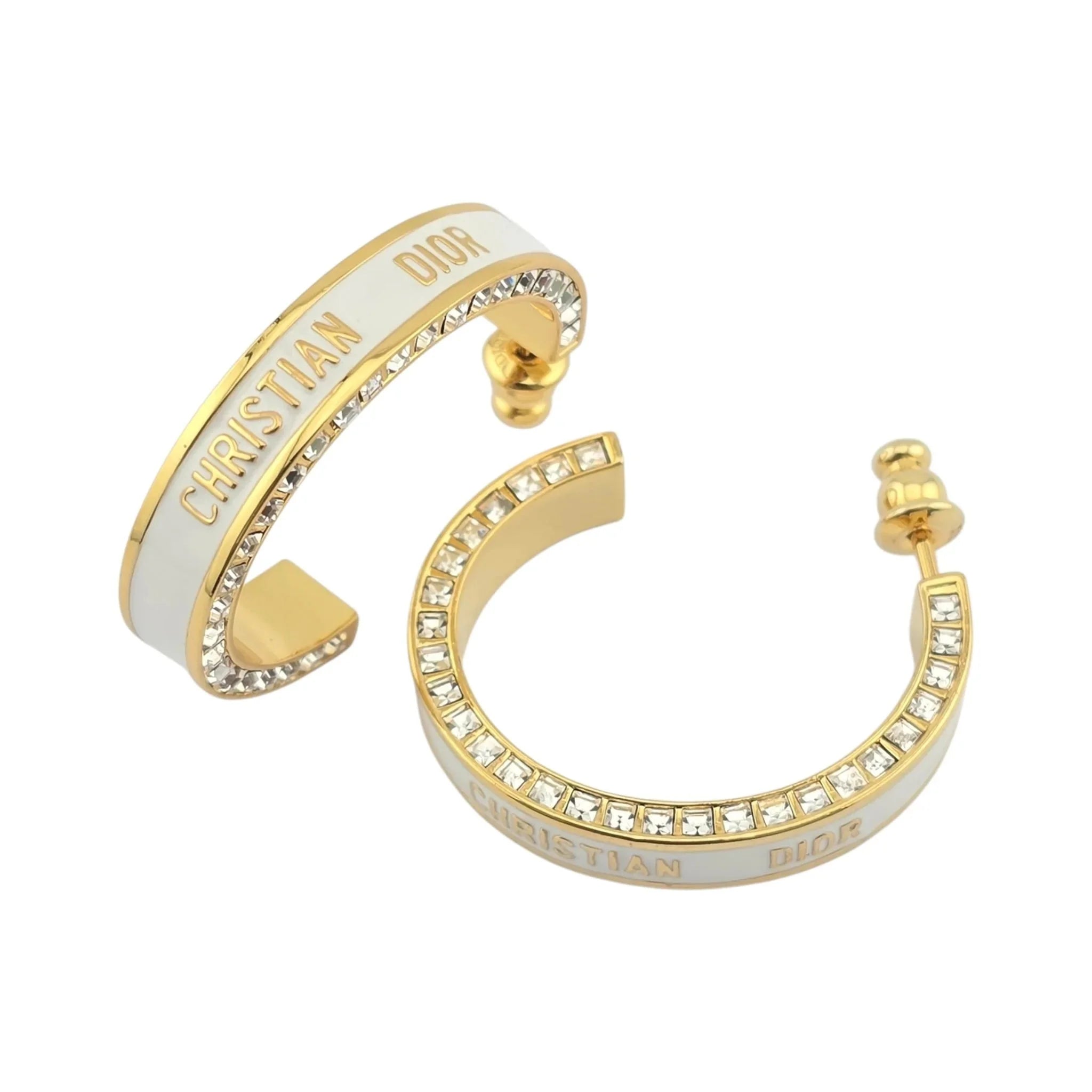 Christian Dior Large Dior Night Code Hoop White Earrings DIOR