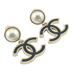 Chanel CC Black Faux Pearl Drop Earrings 2025 CHANEL