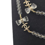 Chanel CC Clear Bead Long Bow Necklace 2025 CHANEL