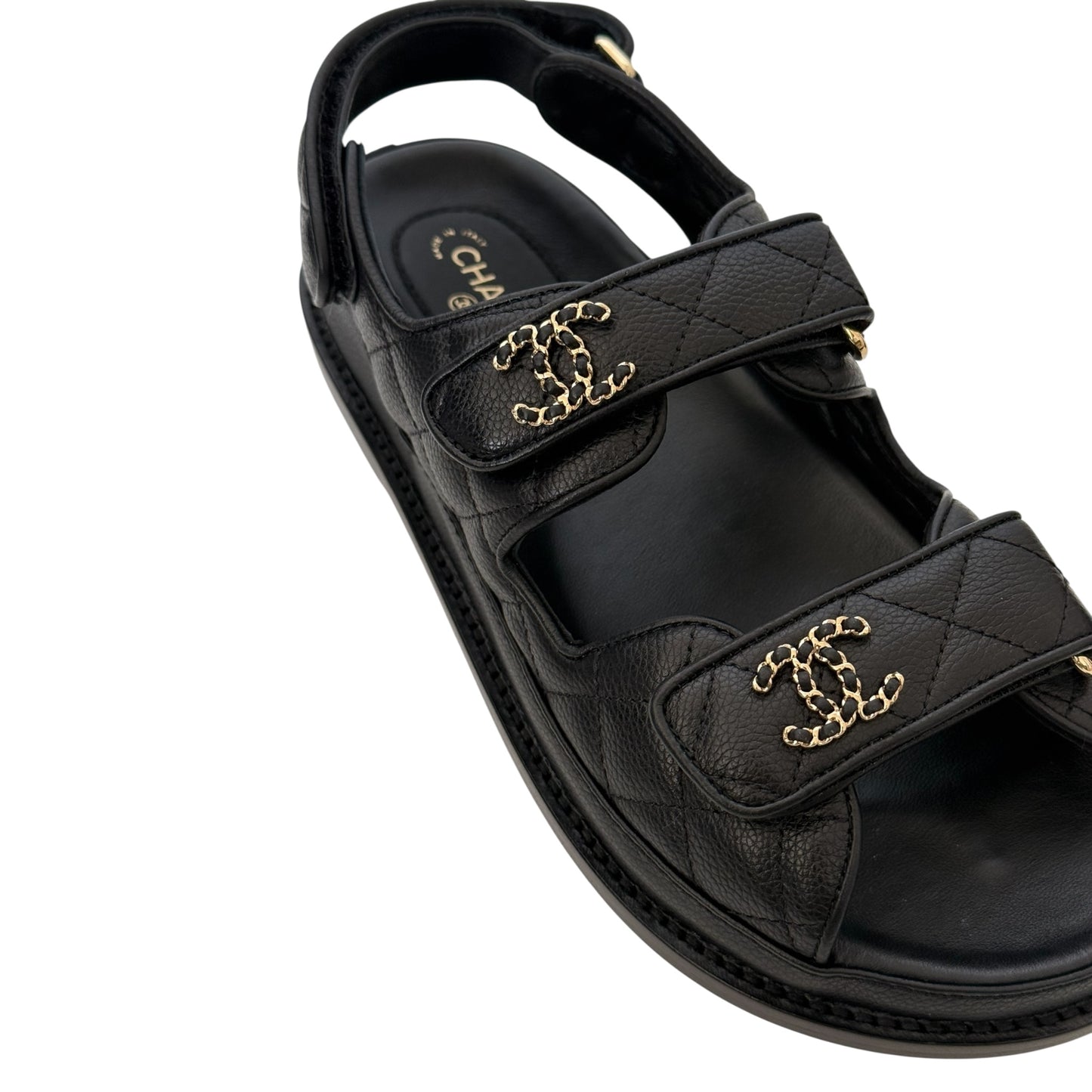 CHANEL CC DAD CAVIAR BLACK DAD SANDALS - 39