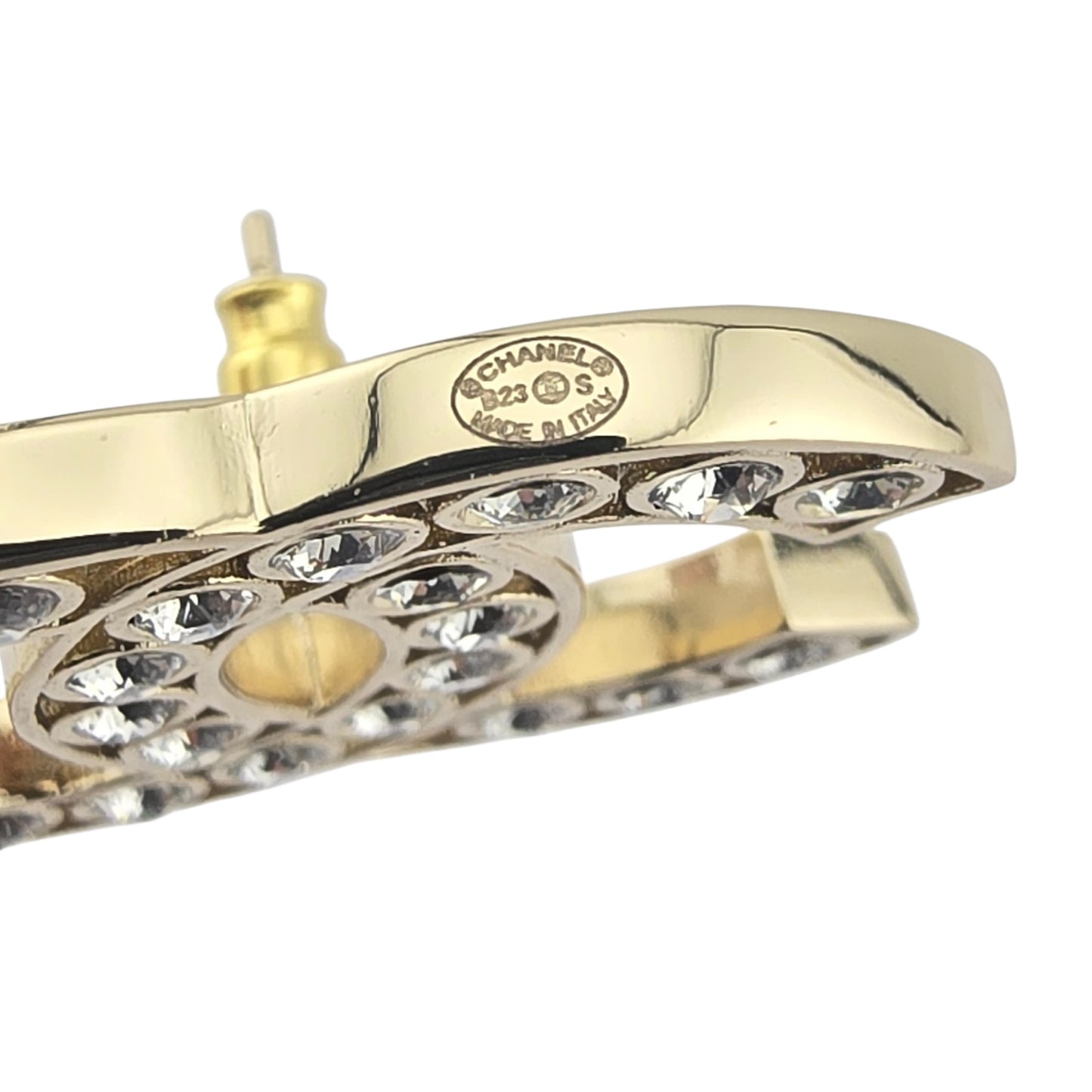 CHANEL CRYSTAL GOLD CC EARRINGS B23