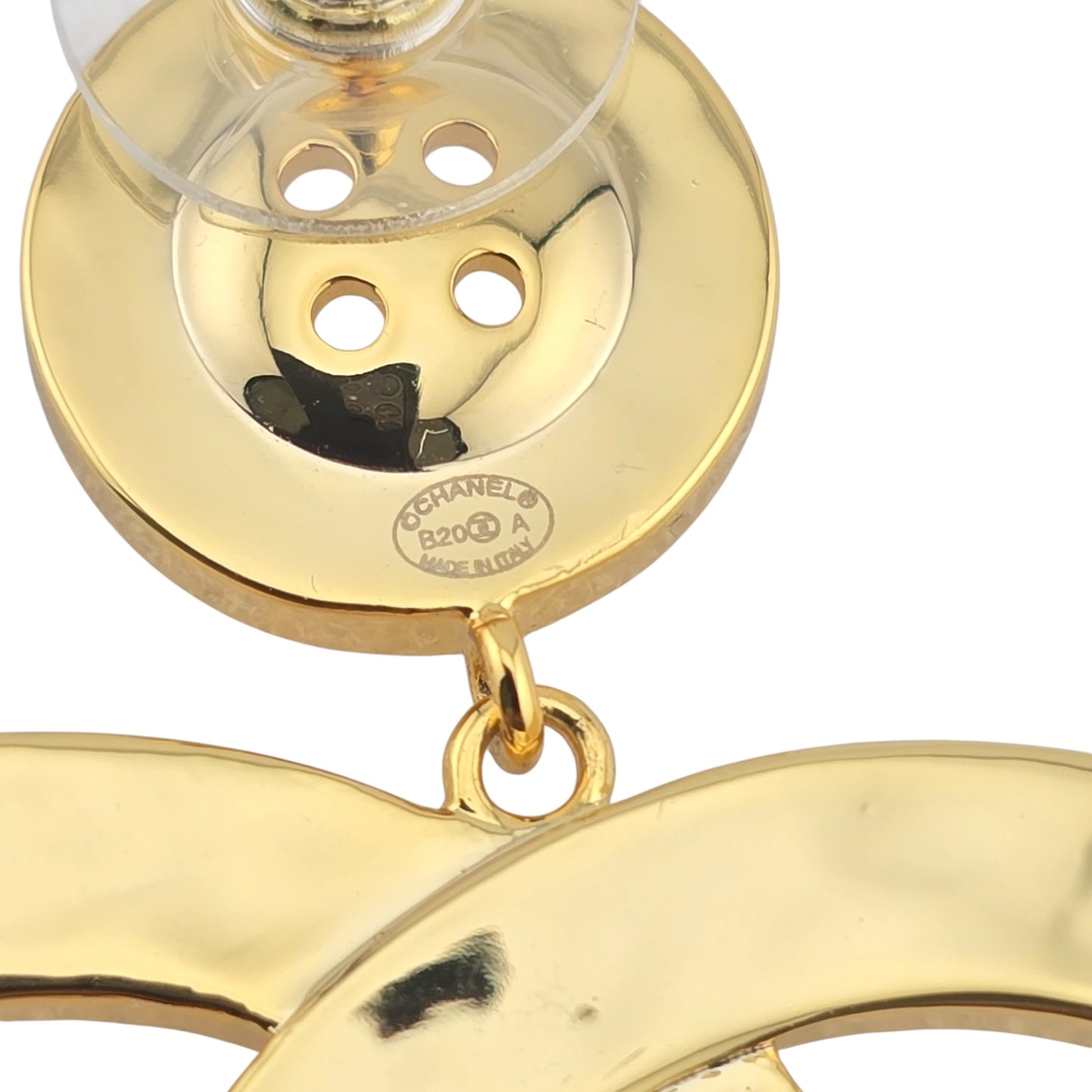 CHANEL BUTTON LARGE CC GOLD EARRINGS 2020