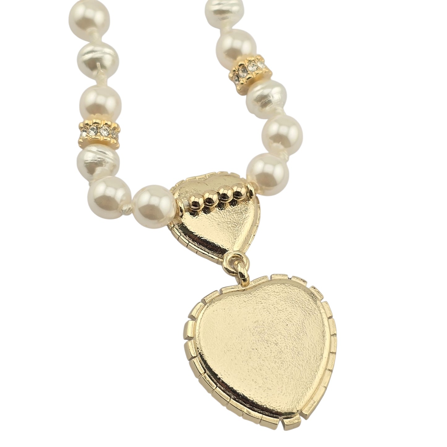 CHANEL FAUX PEARL HEART CC CHOKER NECKLACE C24