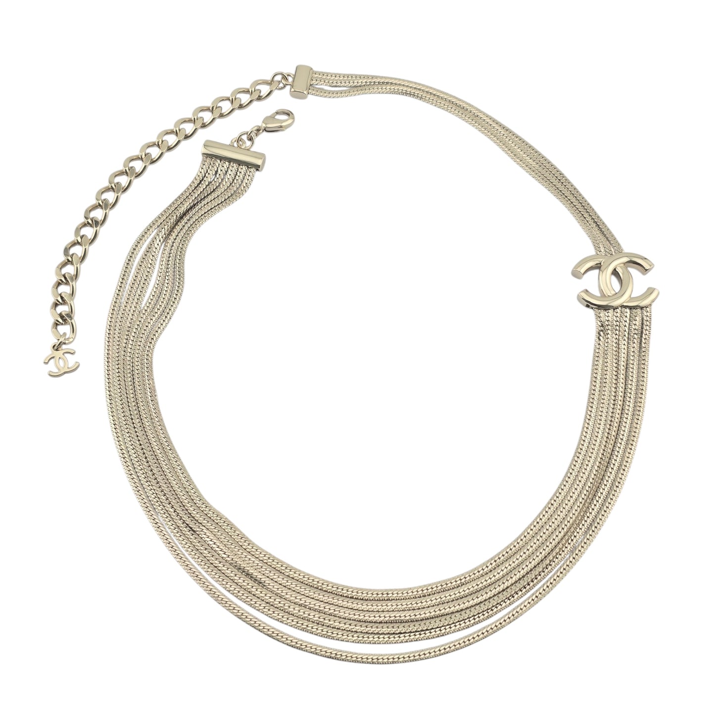 CHANEL GOLD MULTI-CHAIN CC NECKLACE A24