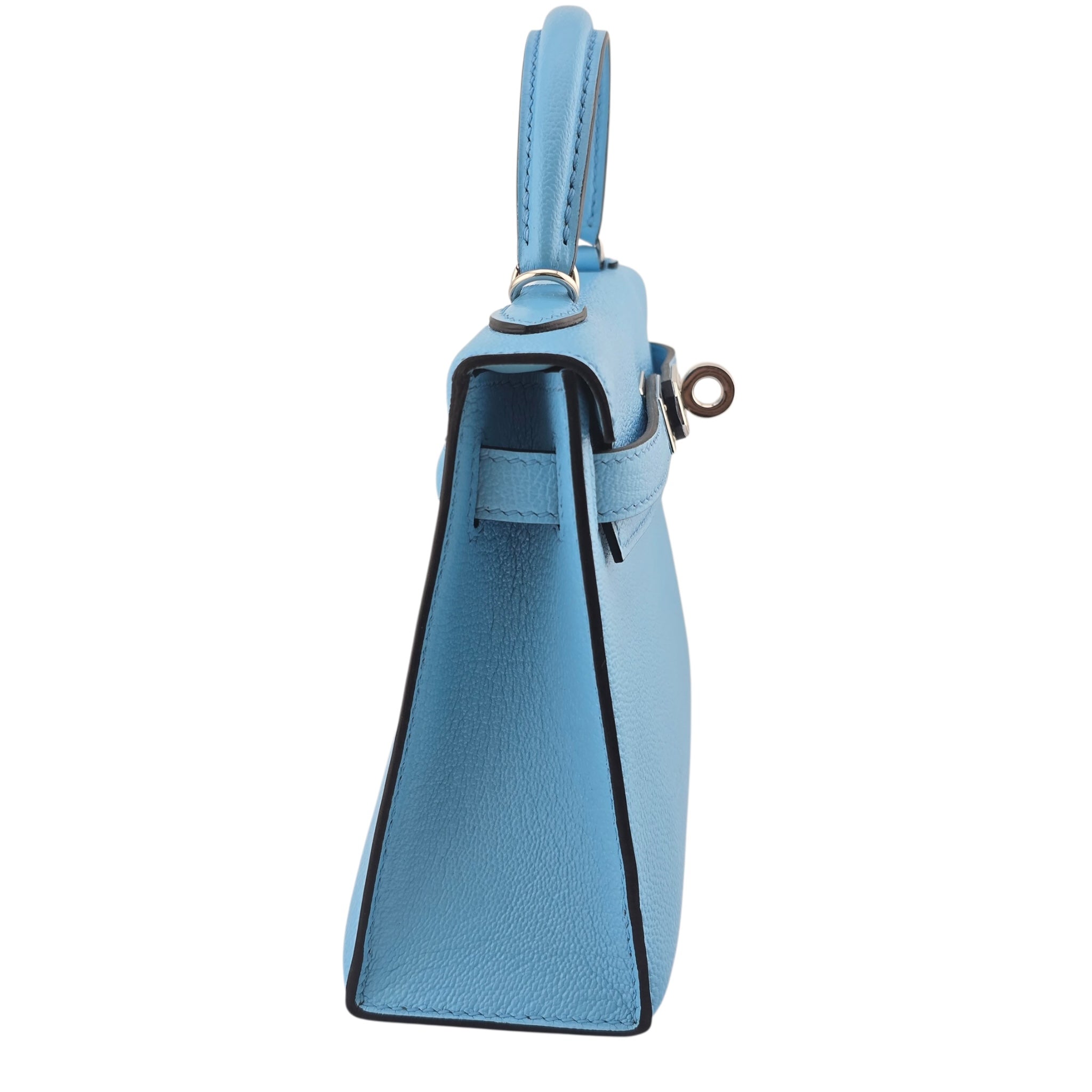 Hermes Mini Kelly II Bleu Celeste Chevre Palladium Hardware Bag