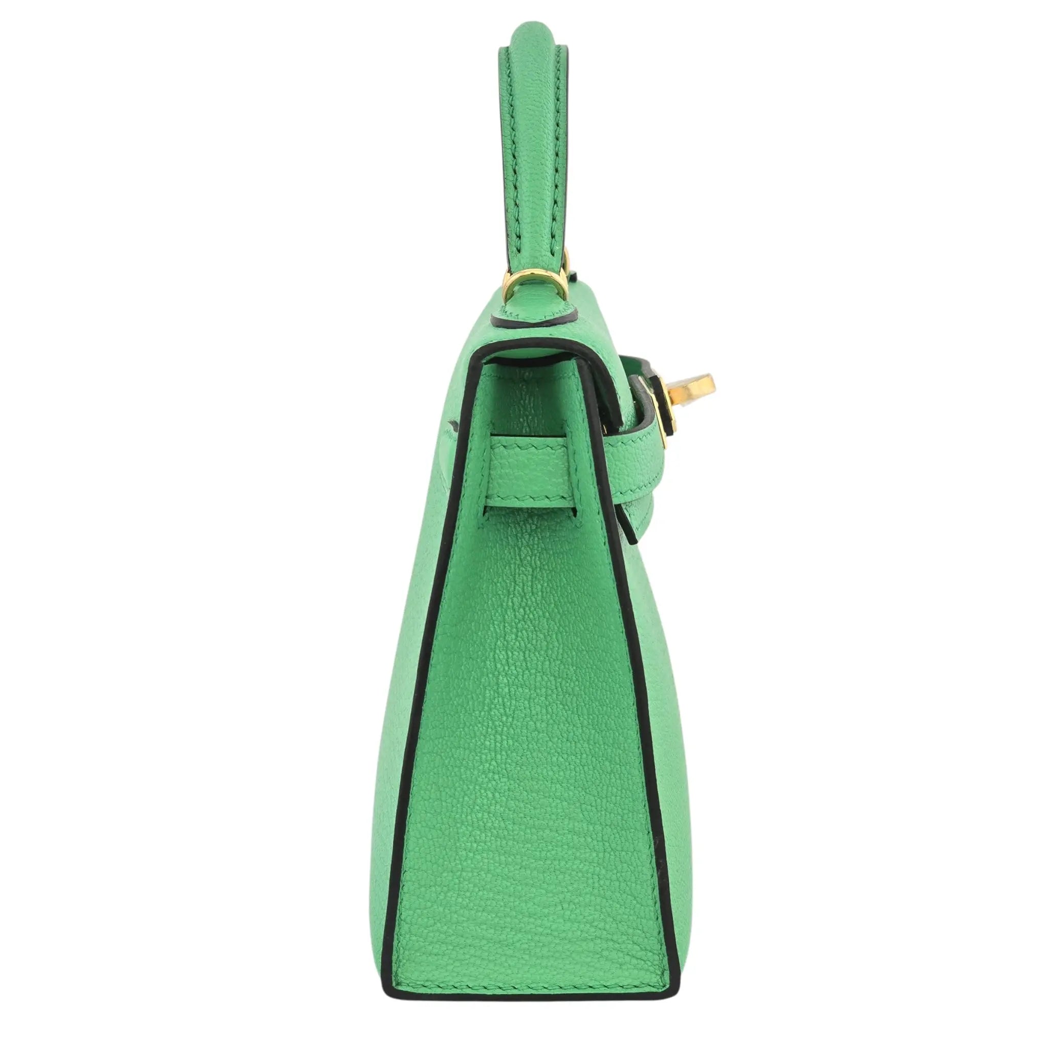 Hermes Mini Kelly II Chèvre Vert Comics Gold Hardware Bag HERMES