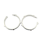 Hermes Athena Large Black Silver Earrings