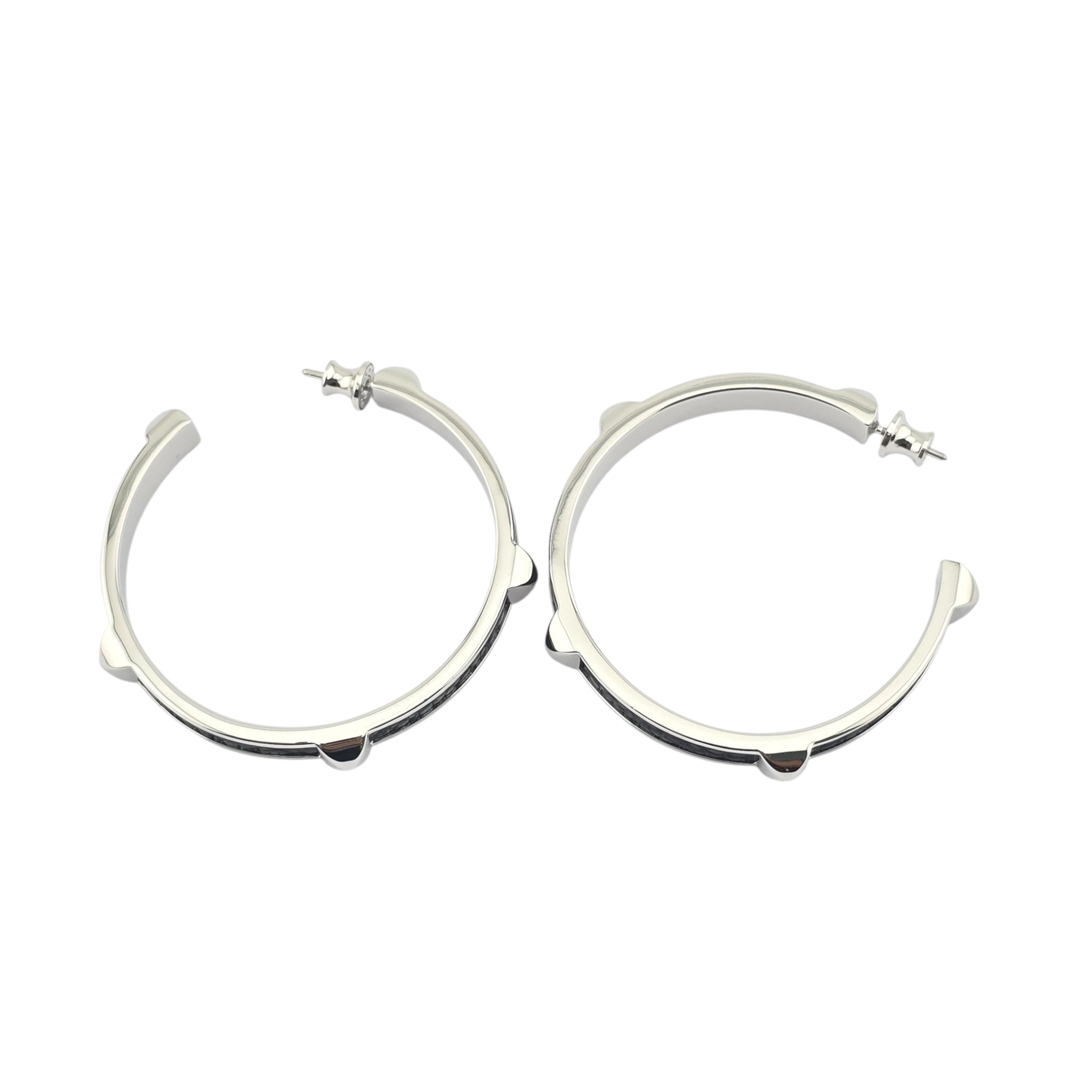 Hermes Athena Large Black Silver Earrings