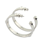 Hermes Athena Large White Silver Earrings