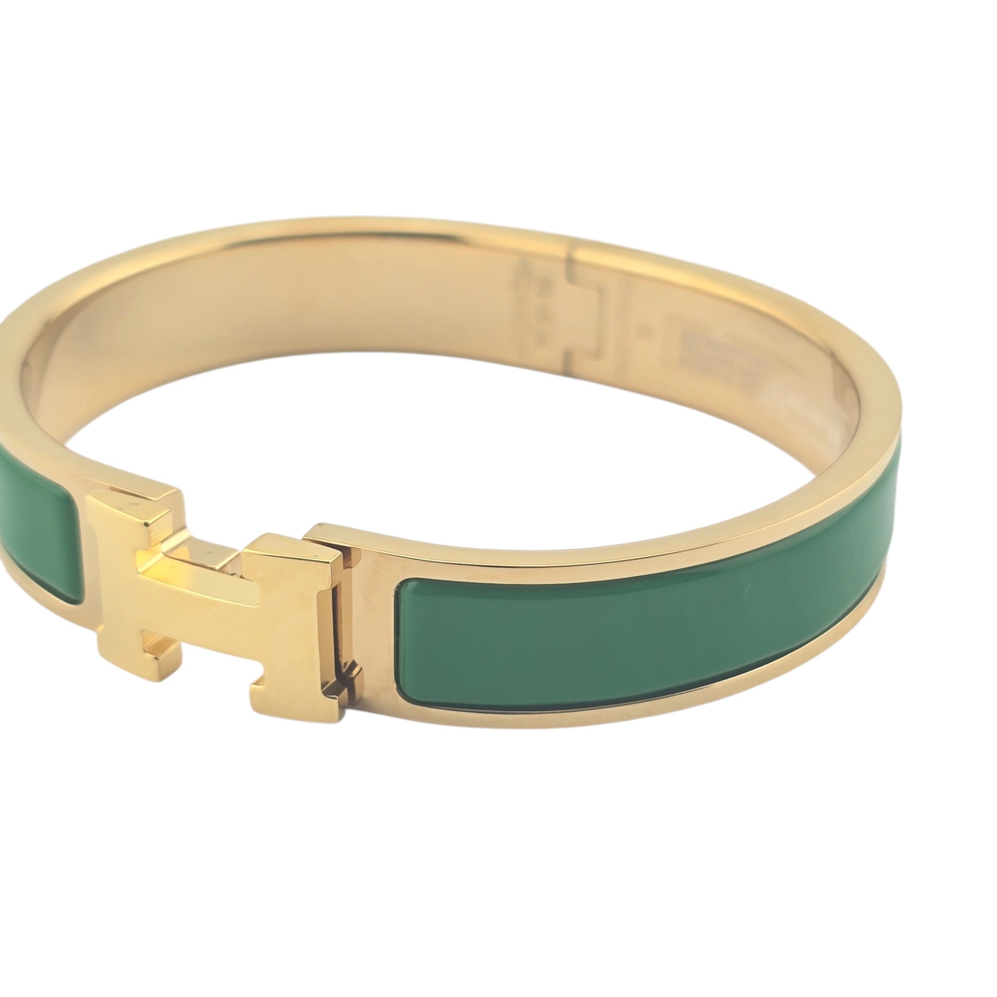 Hermes Clic H Bracelet Vert Moderne Gold GM