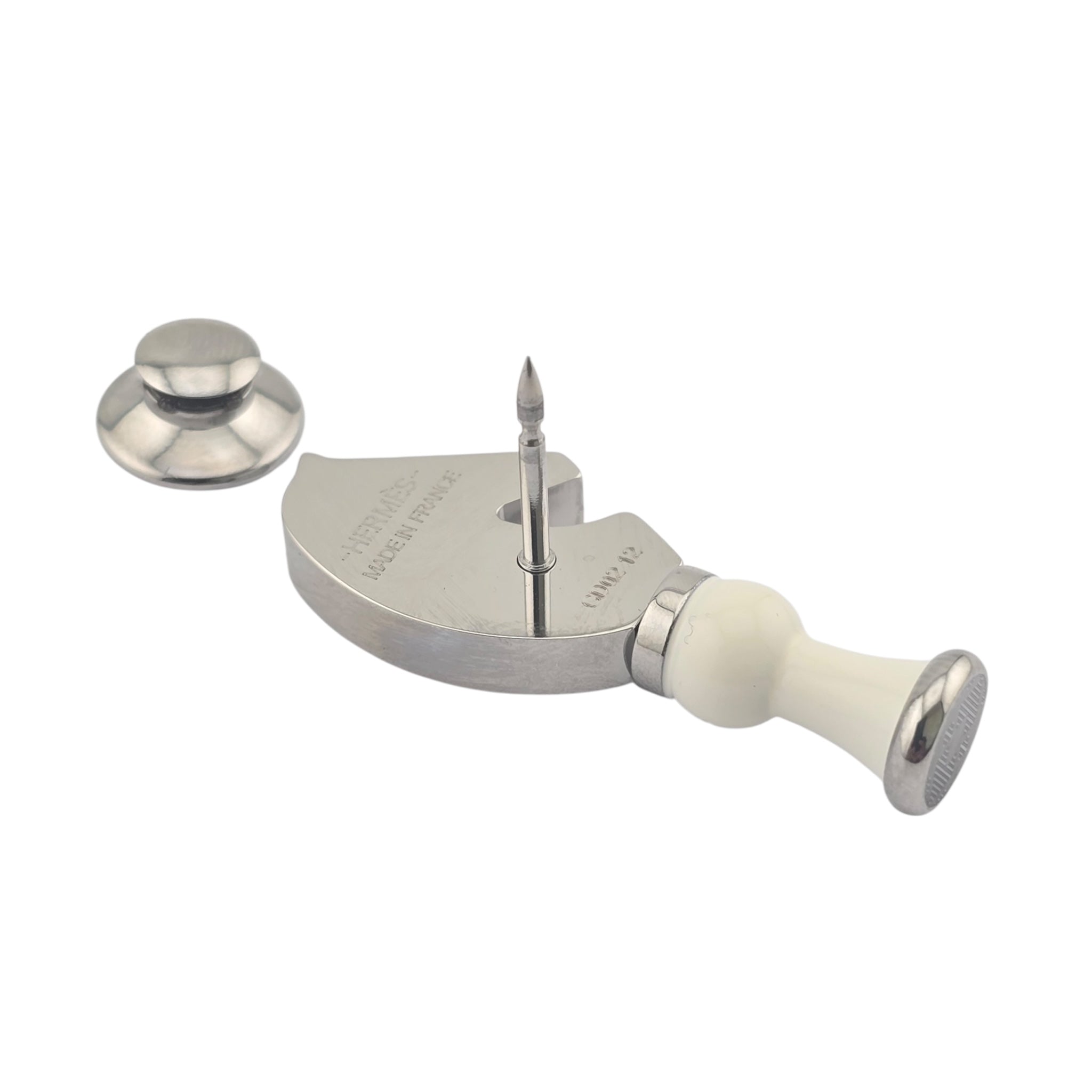 Hermes Cavalier Craie Pin Badge Palladium Brooch