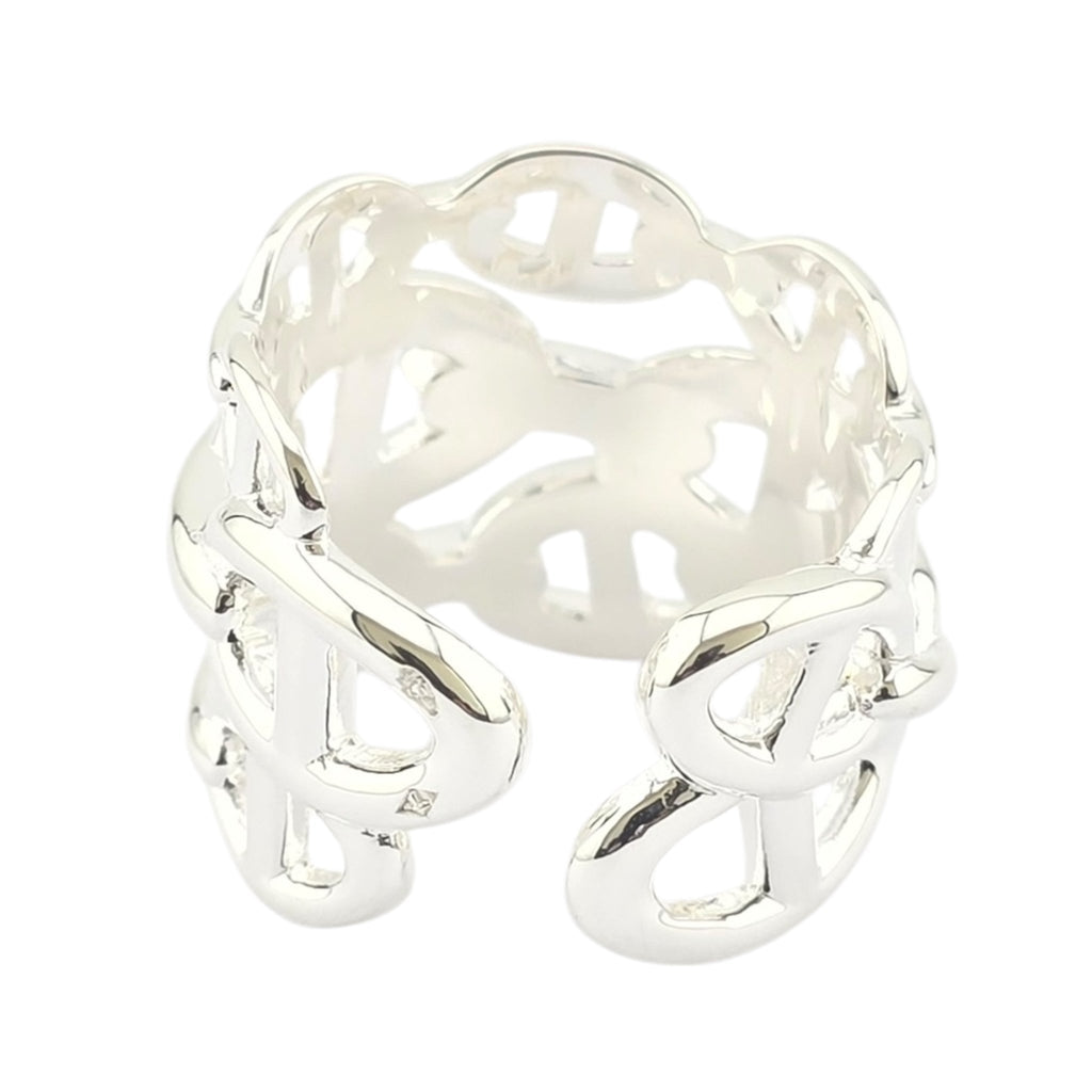Hermes Chaine d'ancre Enchainee Silver Ring Large Model HERMES