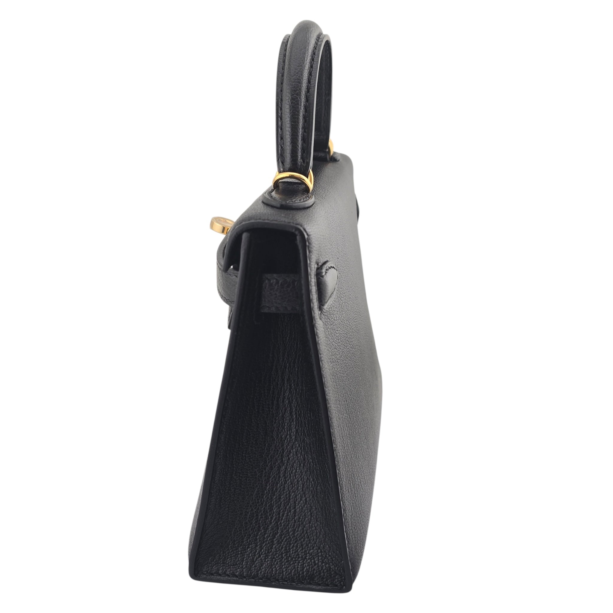 Hermes Mini Kelly II Chèvre Noir Gold Hardware HERMES