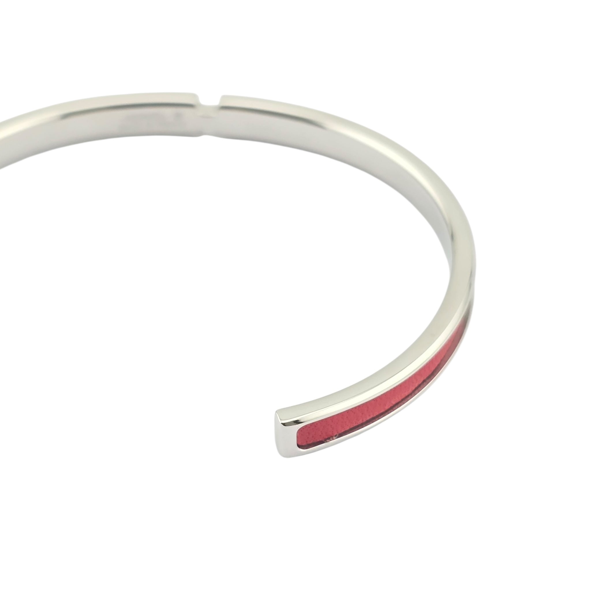 Hermes Olympe Palladium Red Leather Bracelet HERMES