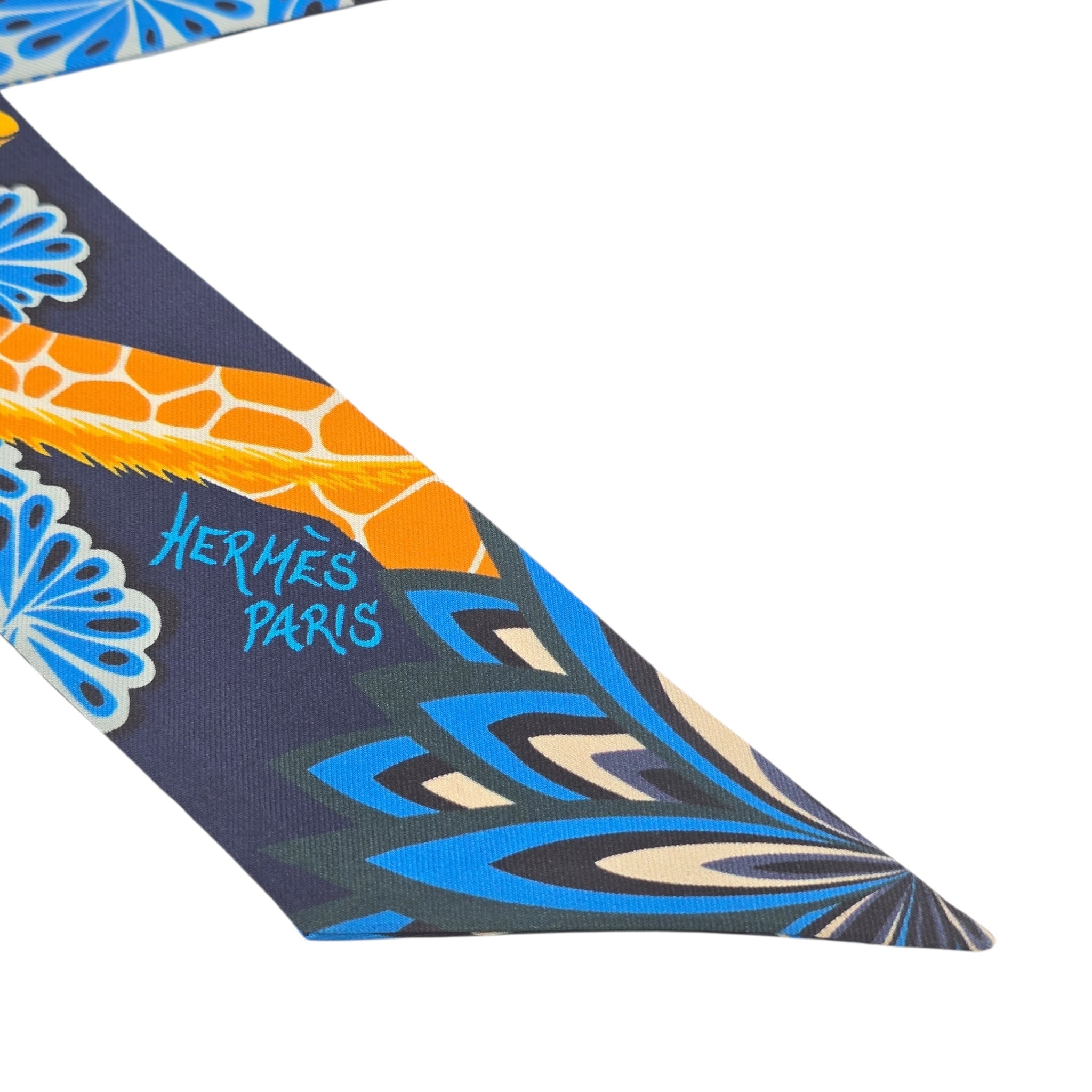 Hermes Silk Twilly The Three Graces Black Blue HERMES