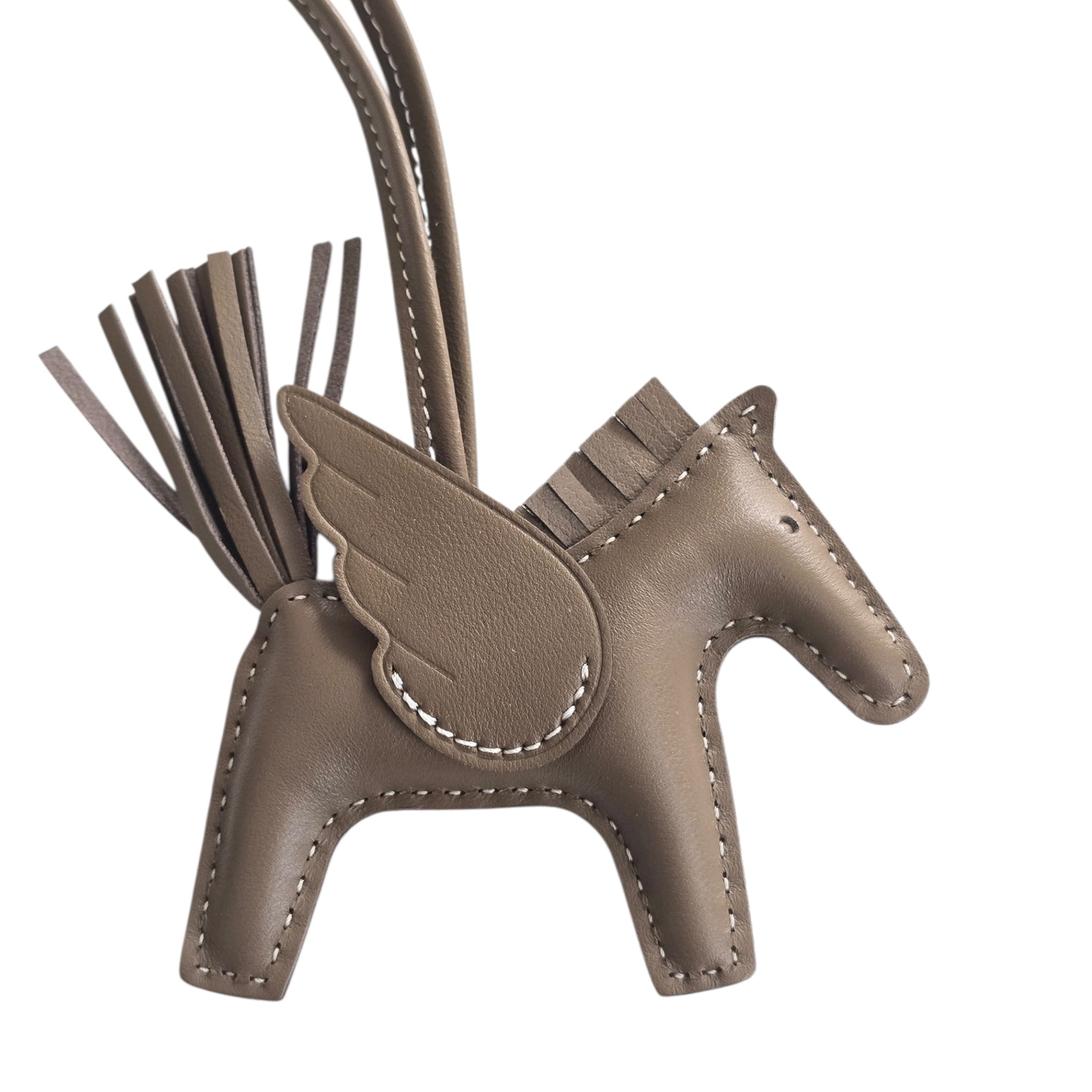 Hermes Rodeo Pegase PM Bag Charm Etoupe/Blanc HERMES