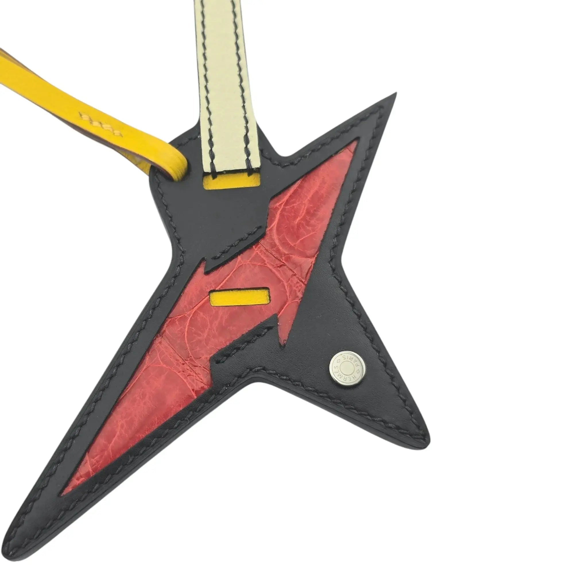 ermès Rock Touch Bag Charm Black Swift and Rouge de Coeur Shiny Alligator Palladium Hardware HERMES