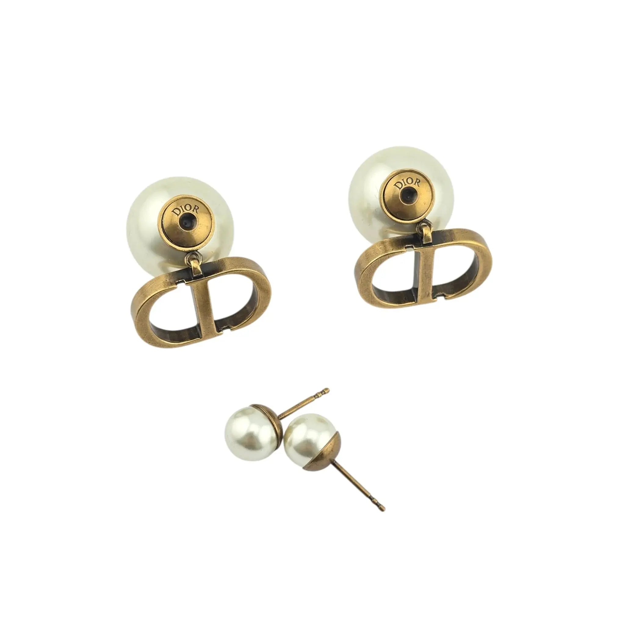 Christian Dior Tribales Faux Pearl CD Earrings DIOR