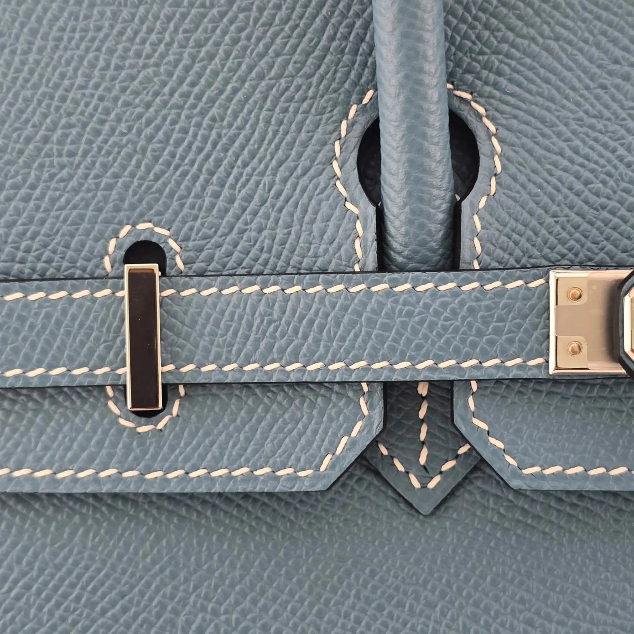 Hermes Birkin 25 Bleu Jean Epsom PHW Bag HERMES