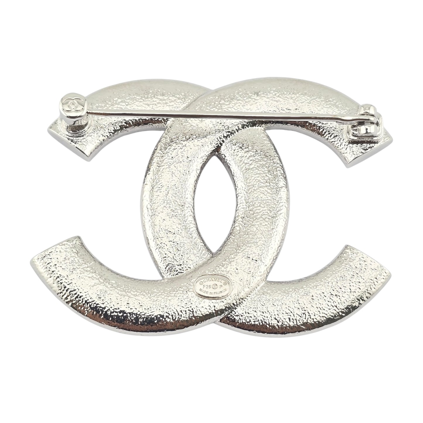 CHANEL SILVER CRYSTAL STAR HEART BROOCH F25