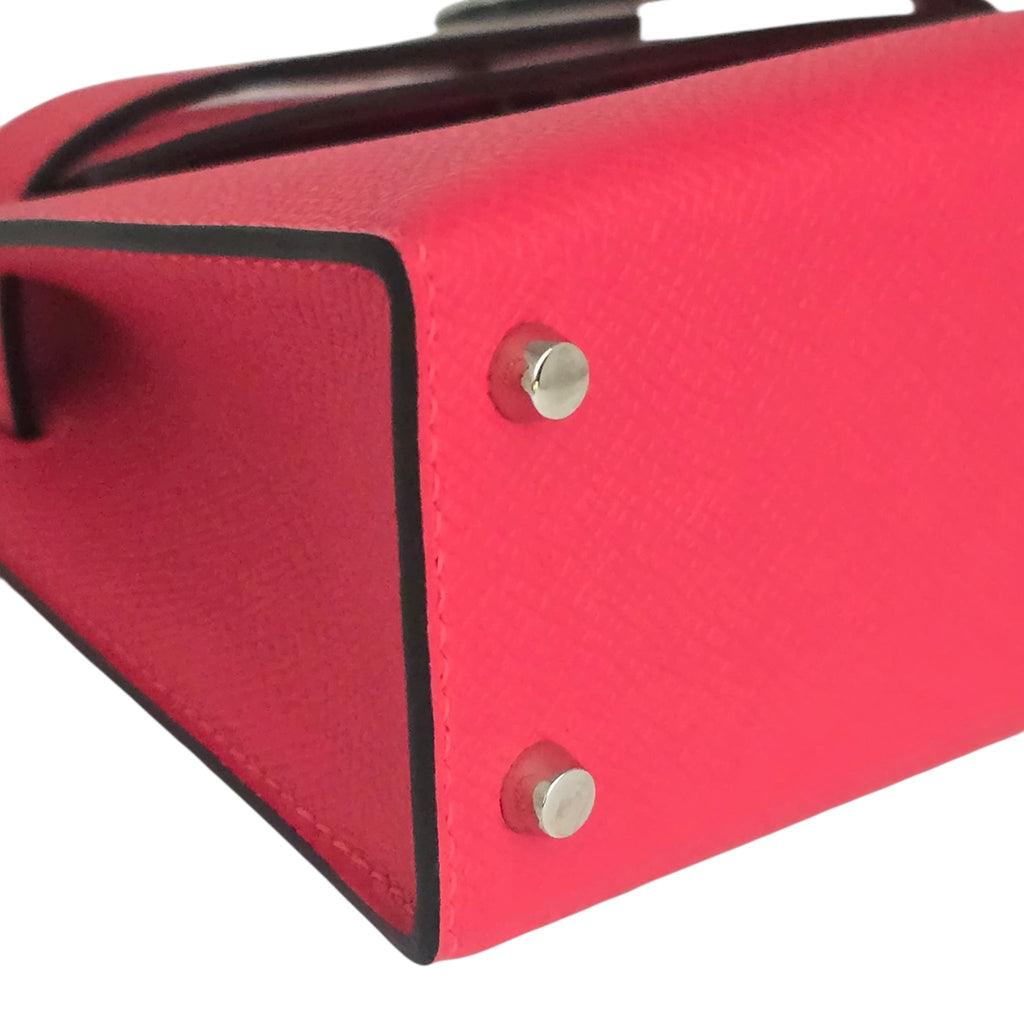 Hermes Mini Kelly II Epsom Rose Extreme Palladium