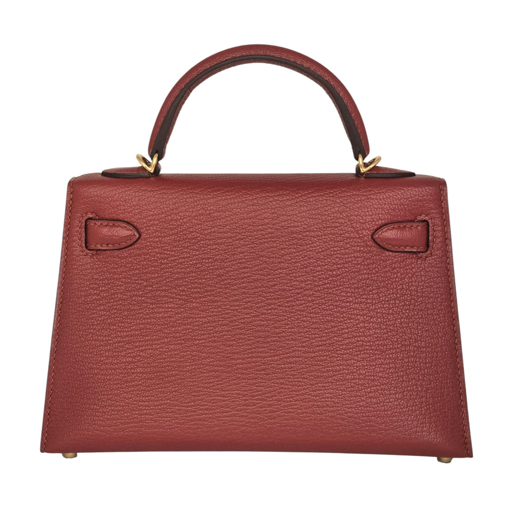 Hermes Mini Kelly II Sellier Rouge H Chèvre Gold