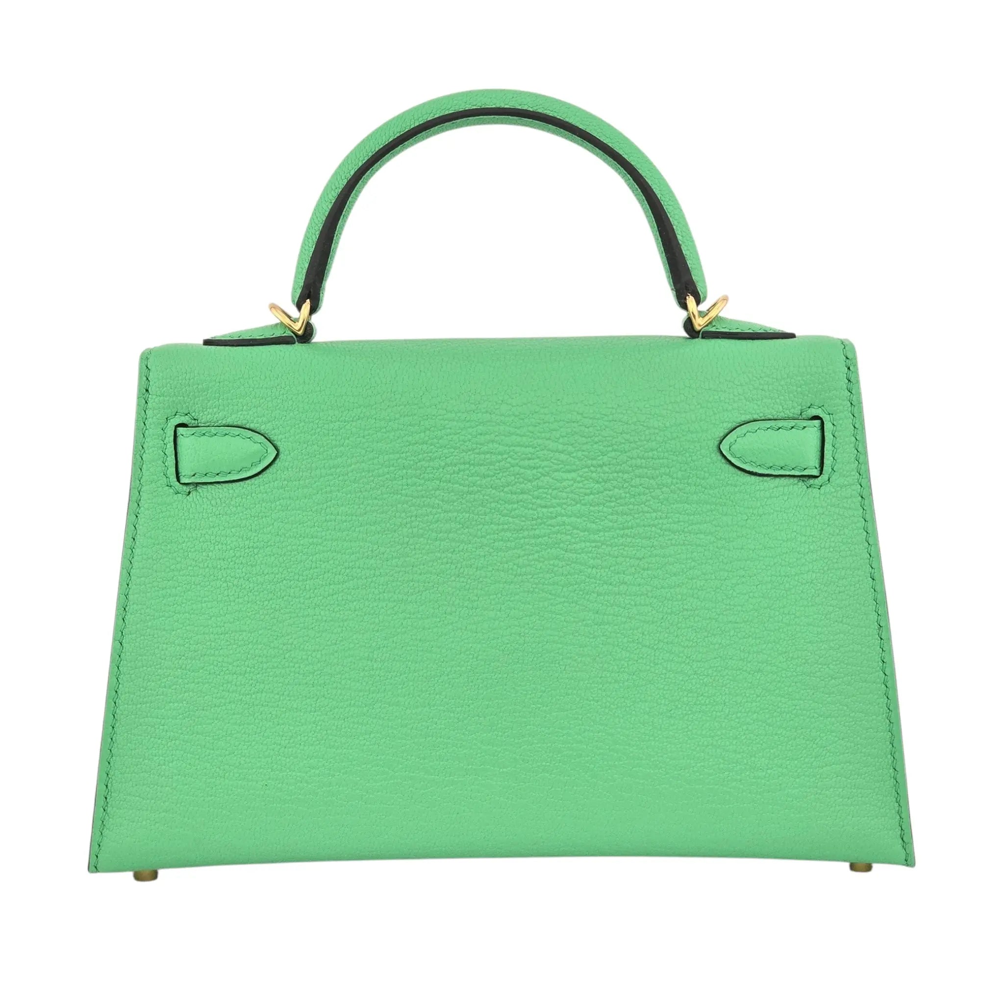 Hermes Mini Kelly II Chèvre Vert Comics Gold Hardware Bag HERMES