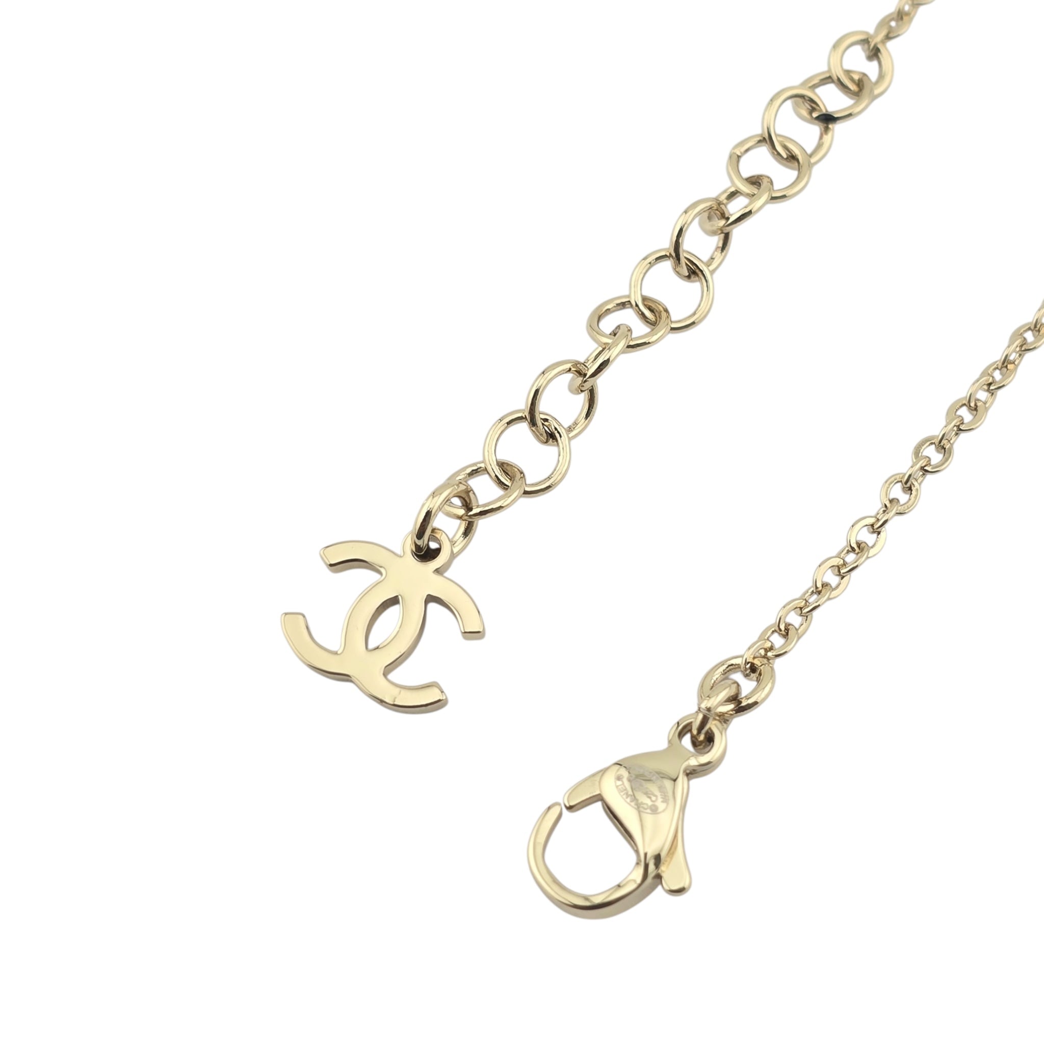 Chanel CC Gold Crystal Enamel Bow Bracelet 2025