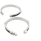 Hermes Athena Large Black Silver Earrings