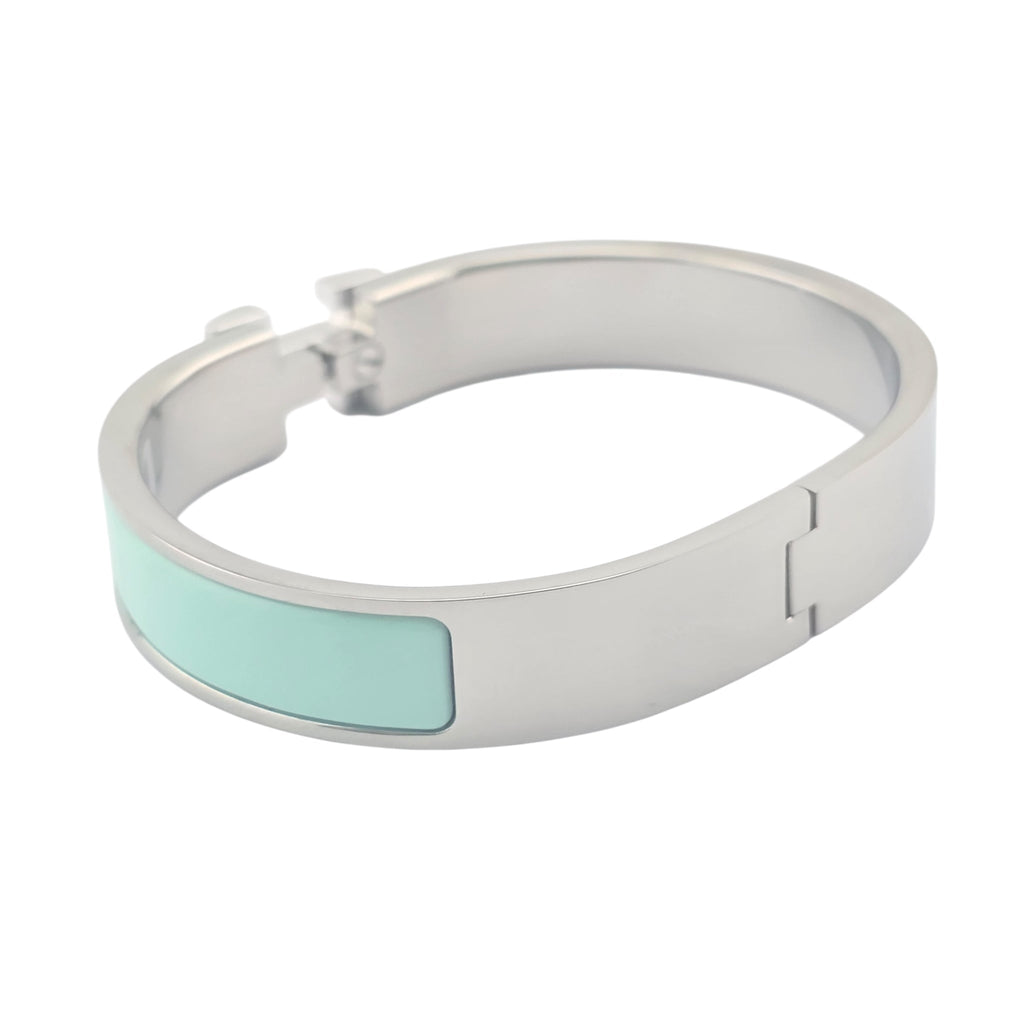Hermes Clic H Bracelet Enamel Lagon Blue Palladium GM