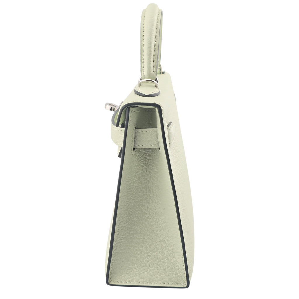 Hermes Mini Kelly II Vert Fizz Chevre Palladium Hardware