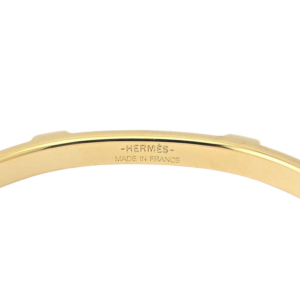 Hermes Athena White Gold Leather Bracelet HERMES