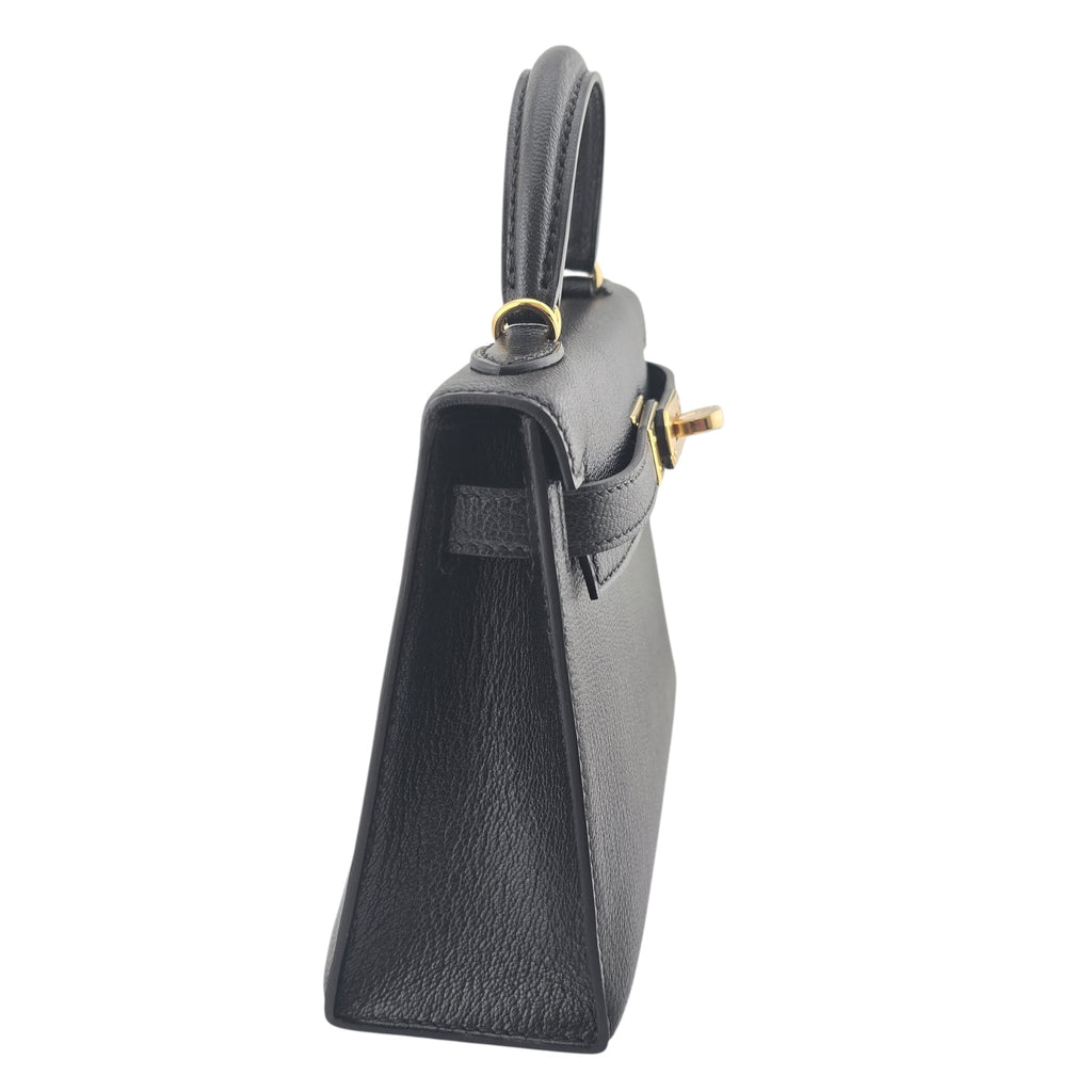 Hermes Mini Kelly II Chèvre Noir Gold Hardware HERMES