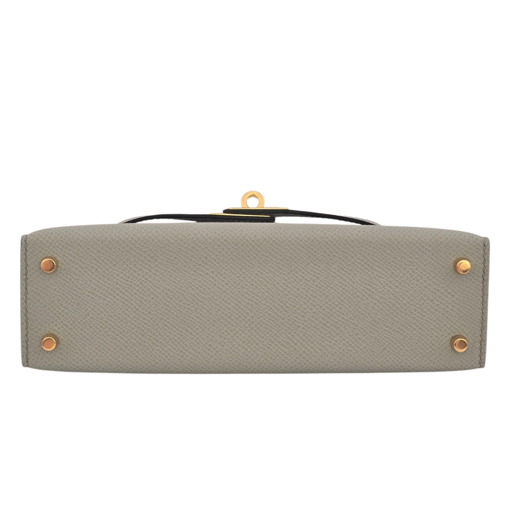 Hermes Mini Kelly II Epsom Bleu Glacier Gold Hardware HERMES
