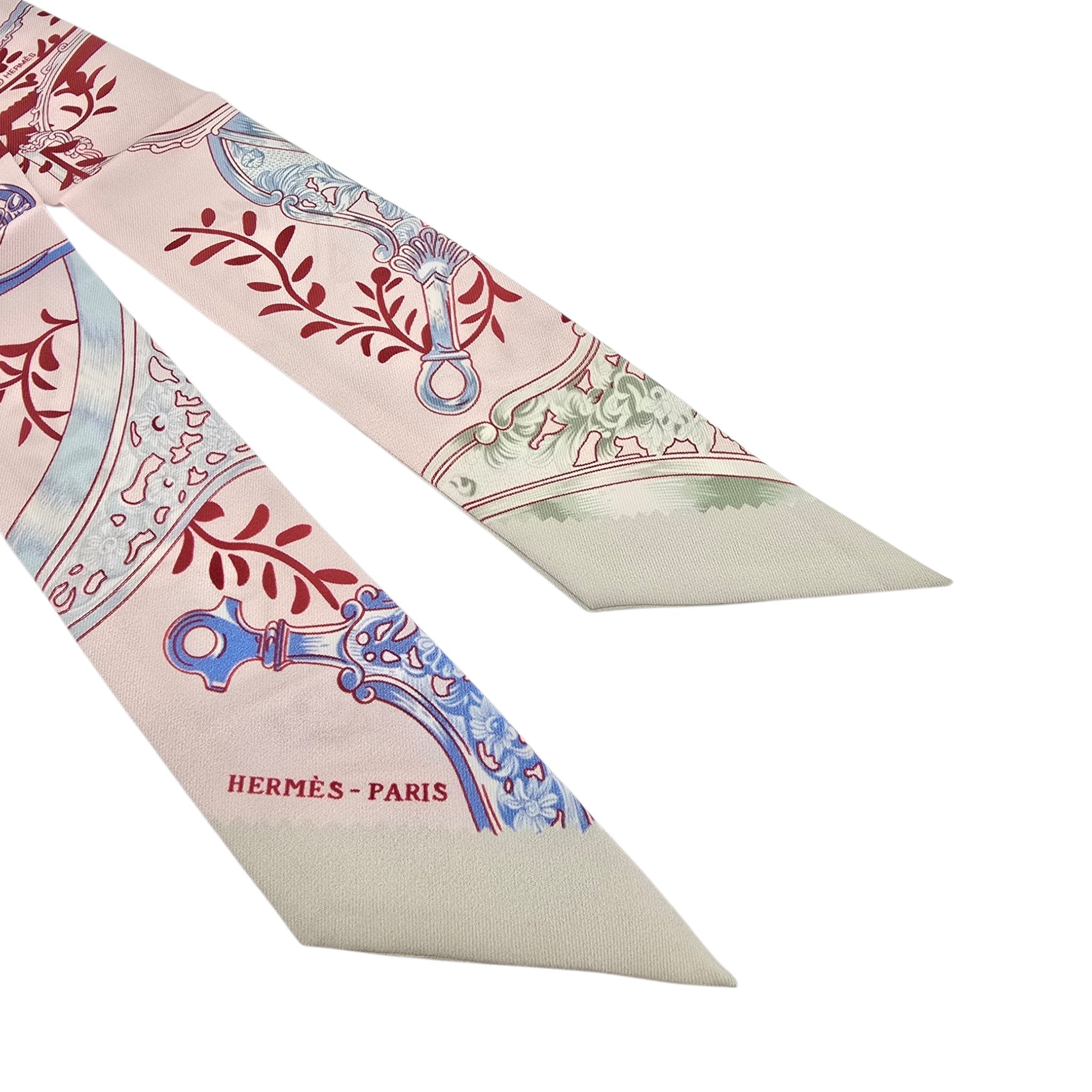 Hermes Silk Twilly Etriers Remix Pink HERMES