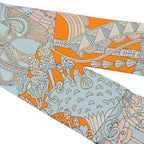 Hermes Silk De l'Ombrelle Aux Duels Twilly Ciel Rose Pale Orange HERMES