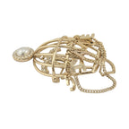 Chanel CC Birdcage Metal Crystal Pearl Gold Brooch CHANEL