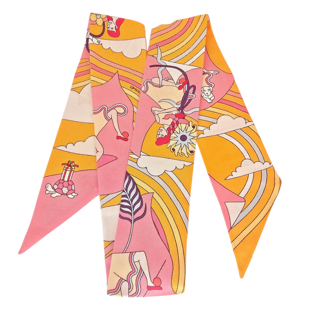 Hermes Silk Twilly Carres Volants Orange Silk HERMES