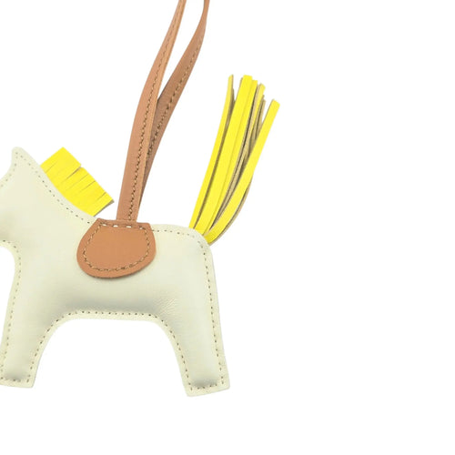 Hermès Rodeo Bag Charm PM Craie, Jaune de Naples and Gold Milo Lambskin and Swift GriGri HERMES