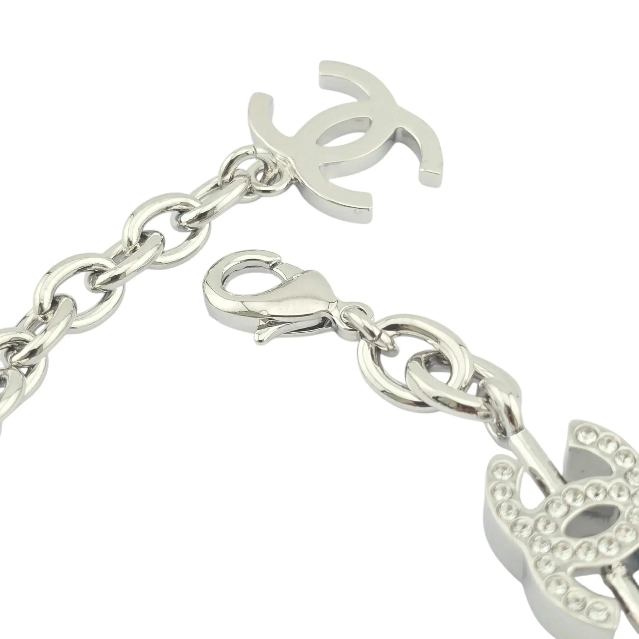 Chanel CC Silver Crystal Bracelet 2025 CHANEL
