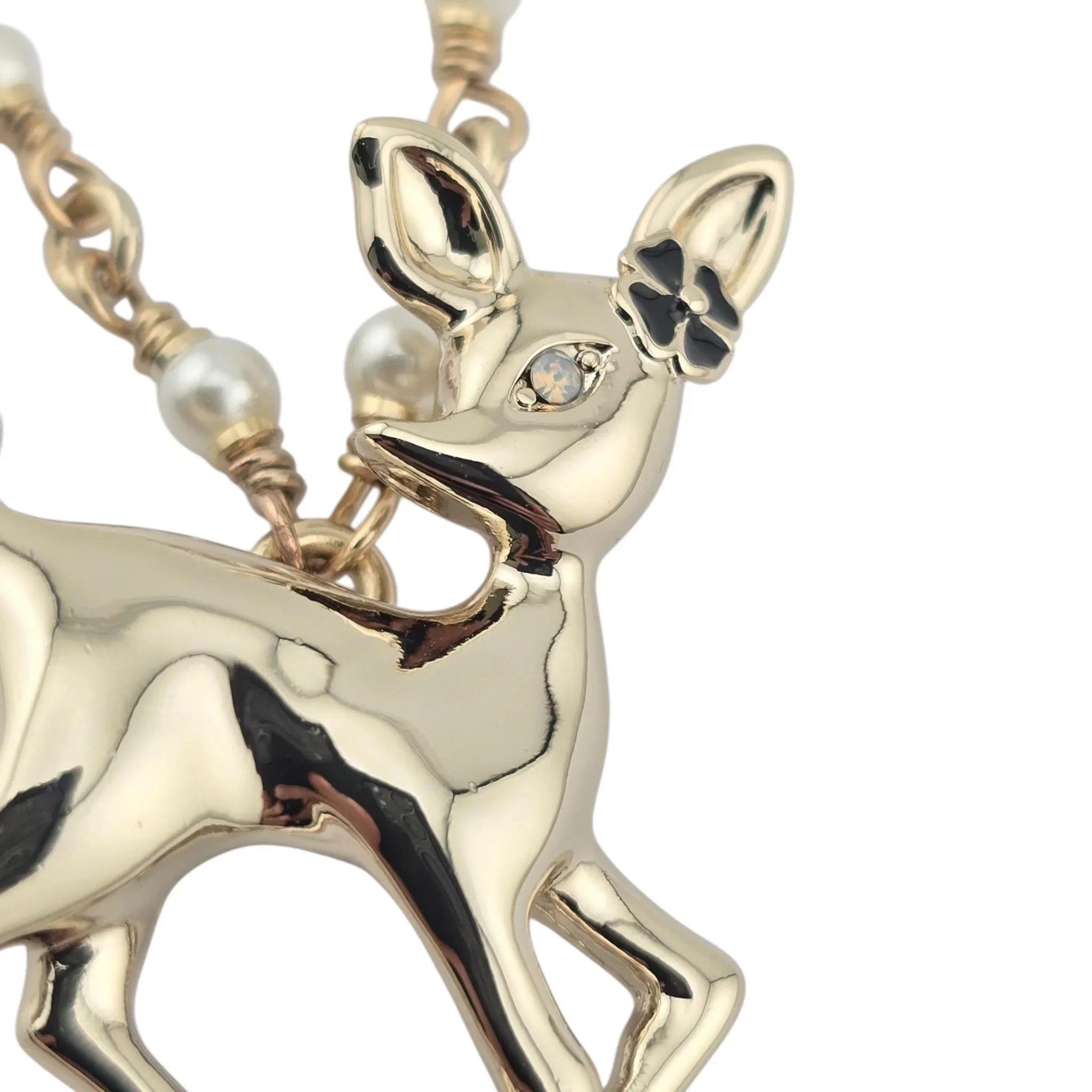 Chanel CC Deer Pendant Gold Necklace 2025 CHANEL