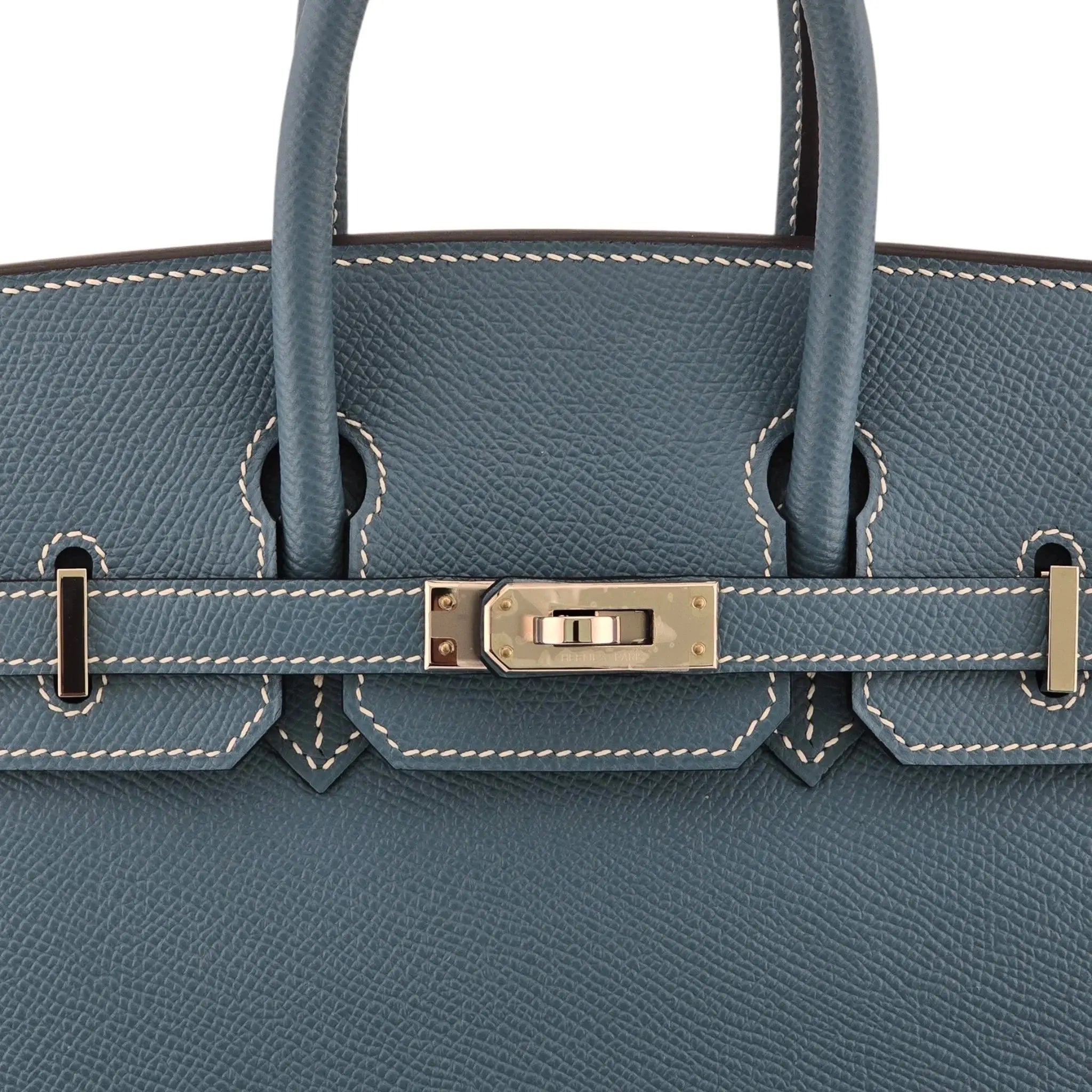 Hermes Birkin 25 Bleu Jean Epsom PHW Bag HERMES