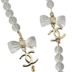 Chanel CC Clear Bead Long Bow Necklace 2025 CHANEL