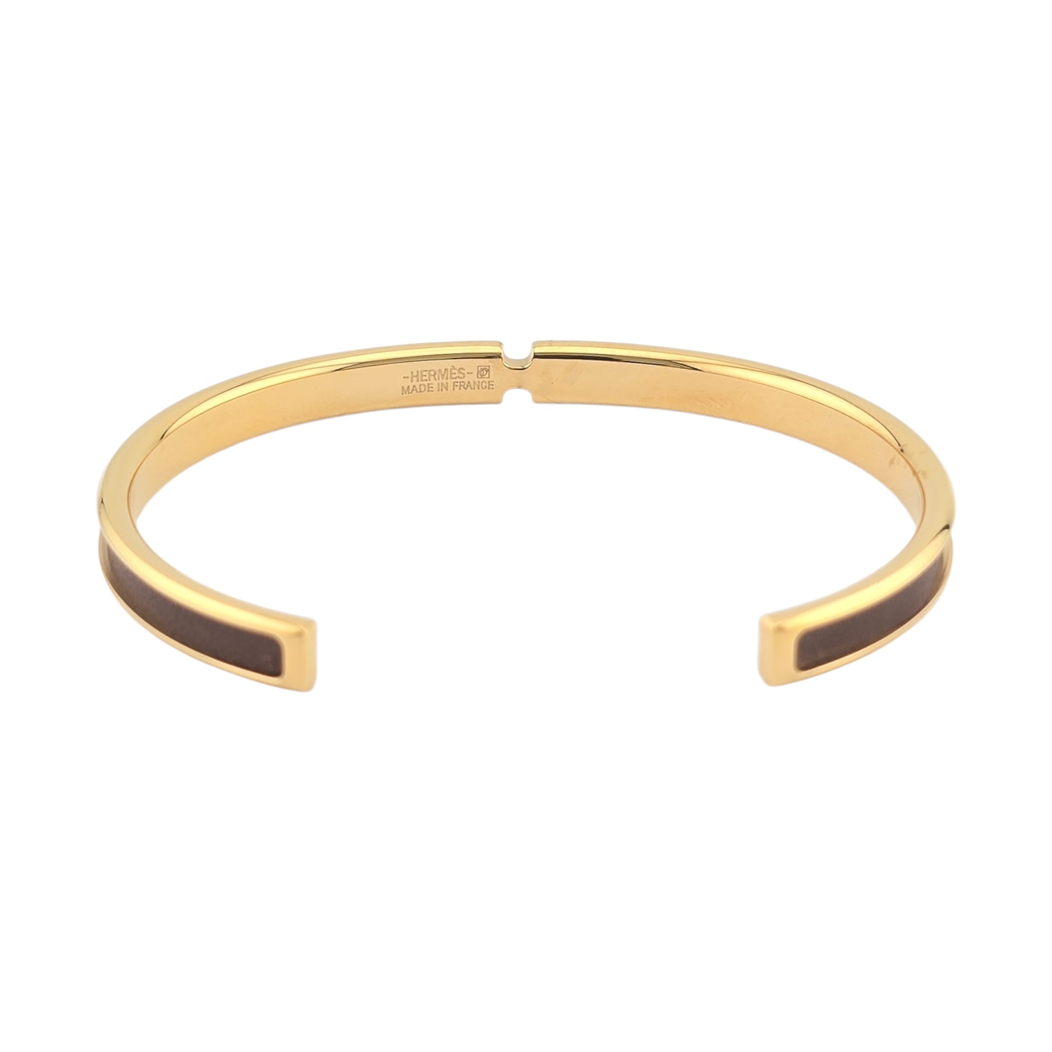 Hermes Olympe Brown Gold Box Leather Bracelet