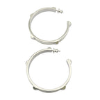 Hermes Athena Large White Silver Earrings