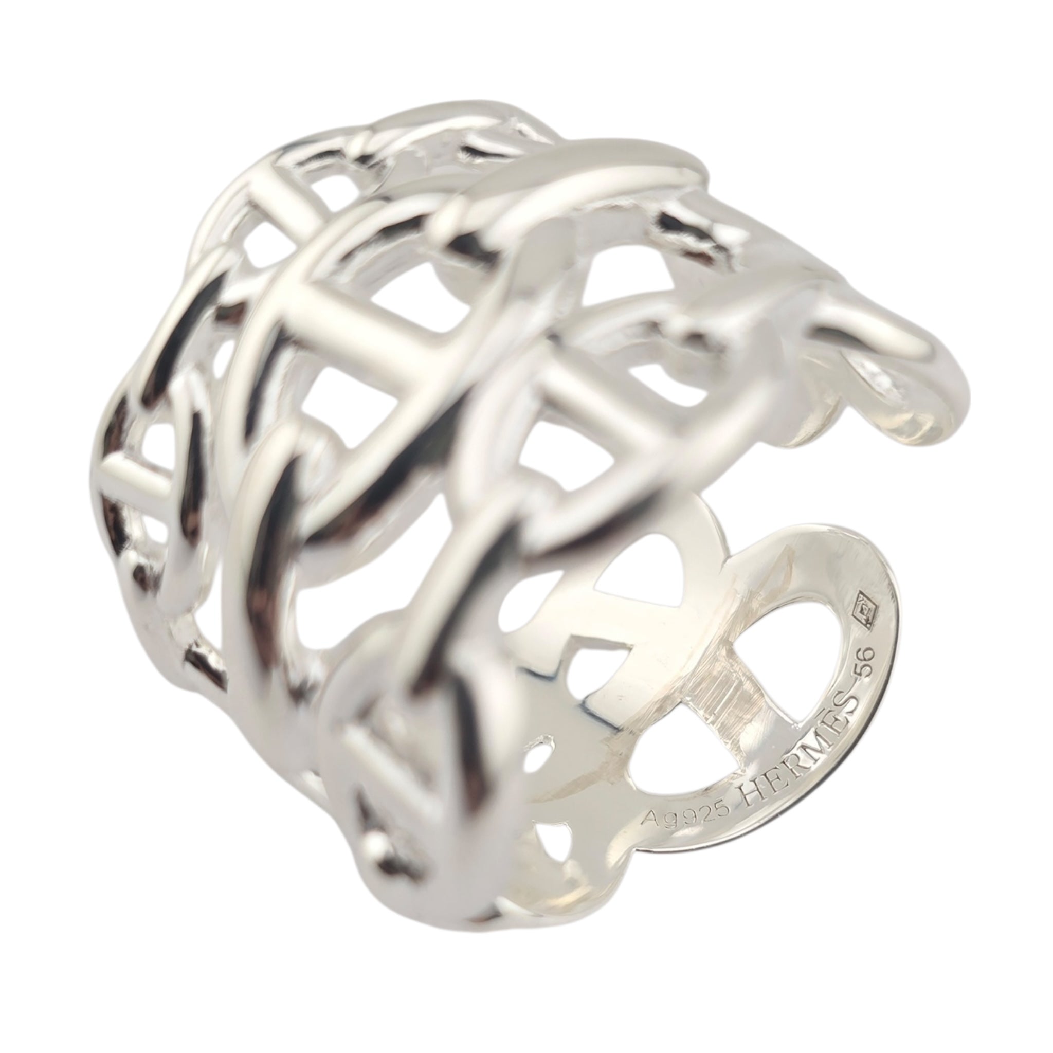 Hermes Chaine d'ancre Enchainee Silver Ring Large Model HERMES
