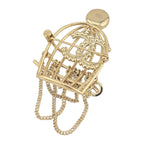 Chanel CC Birdcage Metal Crystal Pearl Gold Brooch CHANEL