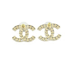 Chanel CC 23S Gold Crystal Stud Earrings CHANEL